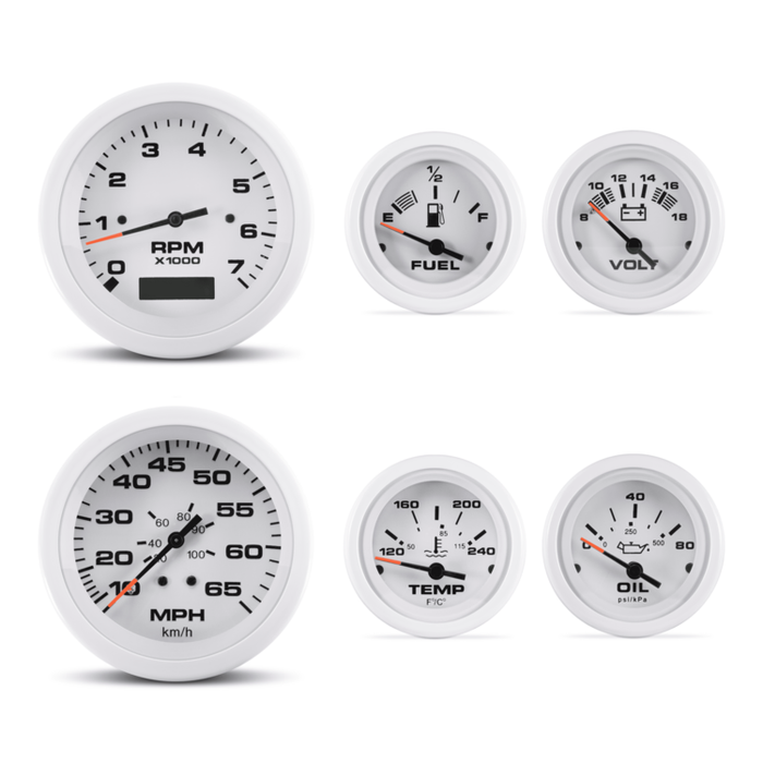 6 Gauge Set, Arctic (IB/IO) w/Tach/Hr