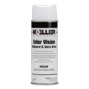 A can of Moeller marine spray paint in gloss white on a white background