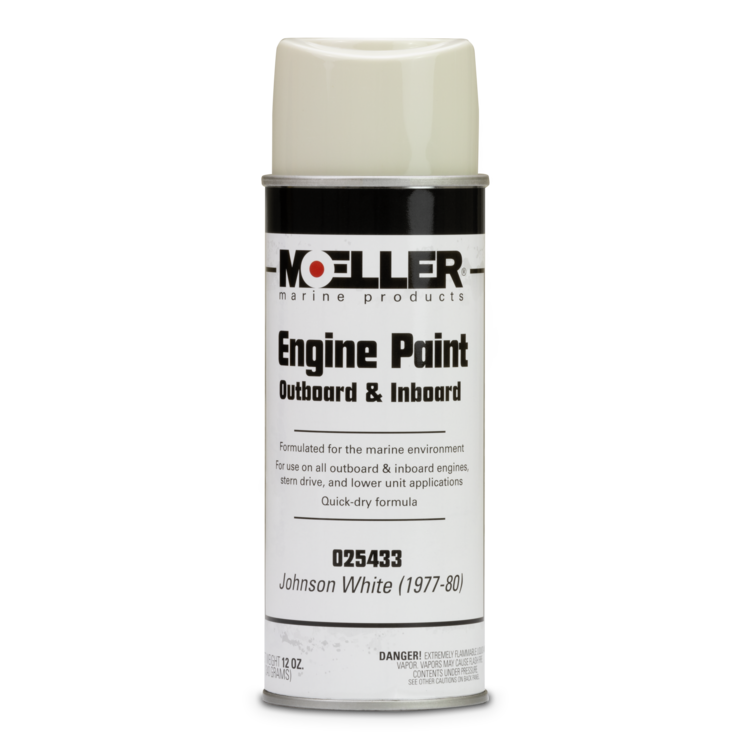 Moeller Engine Paint can for Johnson outboard and inboard engines on a white background