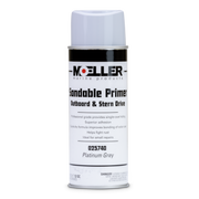 Moeller's platinum gray sandable primer can for outboard and stern drive marine products on a white background