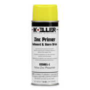 A can of Moeller Marine yellow zinc primer with yellow cap on a white background
