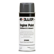 Moeller Engine Paint can in Suzuki Charcoal Metallic for outboard and inboard engines on a white background
