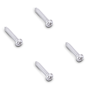 Four metal screws on a white background
