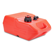 A red 6 gallon Moeller marine portable fuel tank on a white background