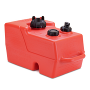 A red 3 gallon Moeller marine fuel tank on a white background