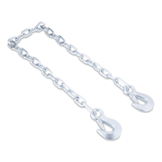 Silver chain with two hooks on a white background