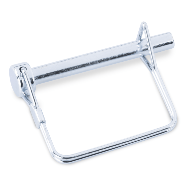 Metal locking pin on a white background
