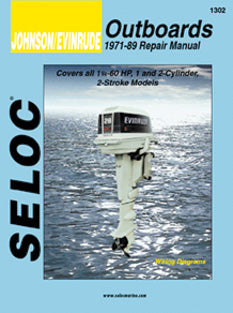 Cover of Johnson/Evinrude Outboards repair manual cover with an outboard motor on a blue background
