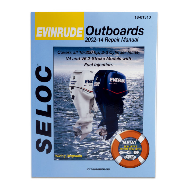 Evinrude Outboards repair manual cover with two outboard motors on a blue background
