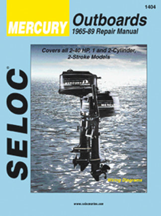 Mercury Outboards repair manual cover with an outboard motor on a blue background