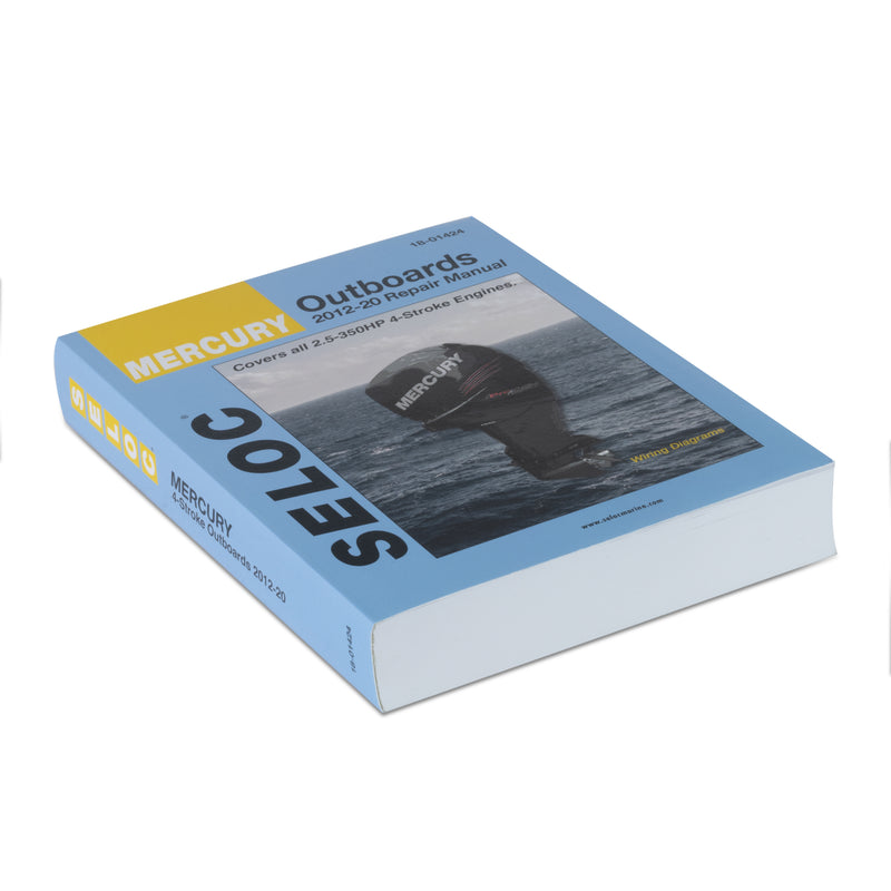 Cover of Seloc Mercury Outboard Repair Manual with outboard motor on blue background