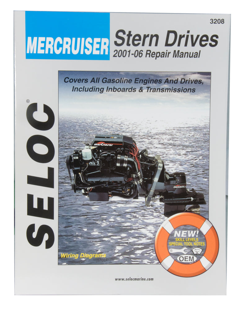 Cover of Seloc Mercruiser Stern Drives repair manual with stern drive motor on water background