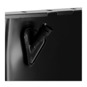 Closeup of a Sierra black oil pan on a white background