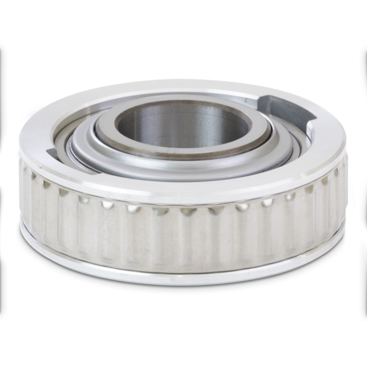 Metallic gimbal bearing on a white background