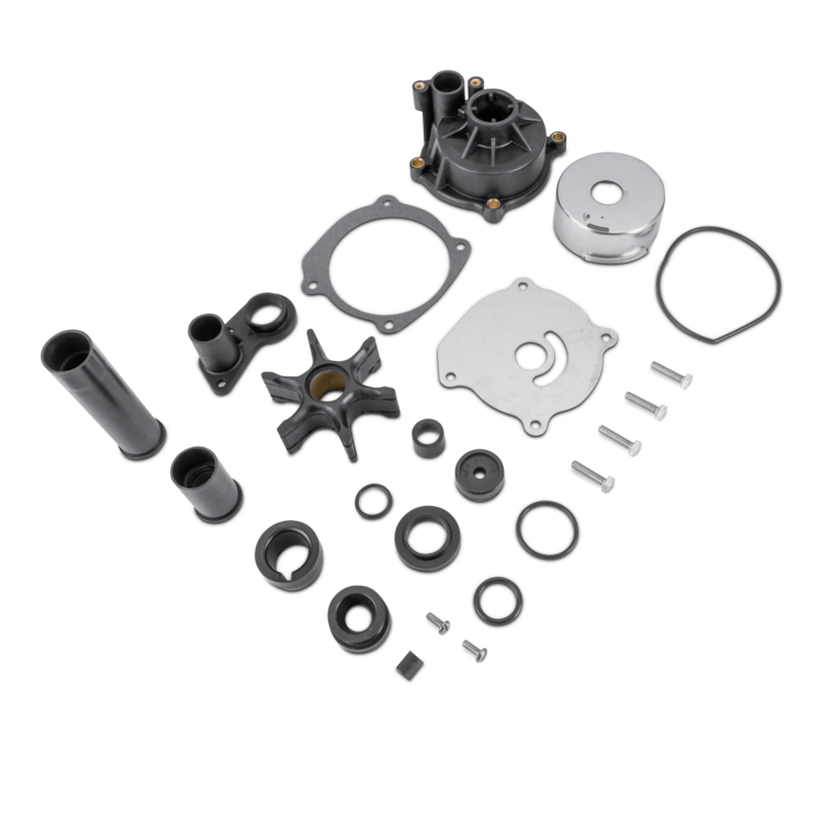 Sierra's 18-3315-2 water pump repair kit components on a white background