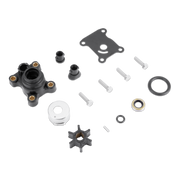 Sierra water pump kit, including impeller and bolts, on a white background