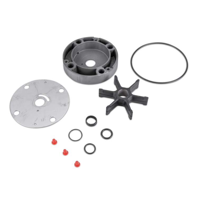 Sierra's 18-3386 water pump kit components on a white background