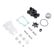 Set of water pump repair parts on a white background