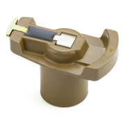 A brown plastic mechanical component with a gold-colored metal lever and a black and white internal accent, shown on a plain white background.