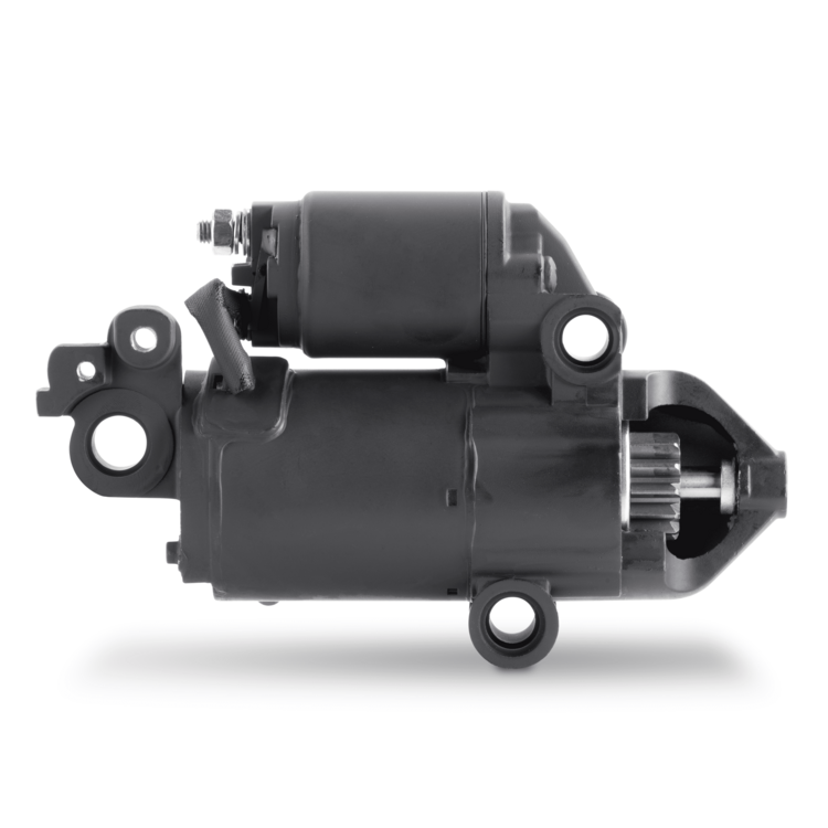 Profile view of a Sierra marine 18-55506 starter on a white background