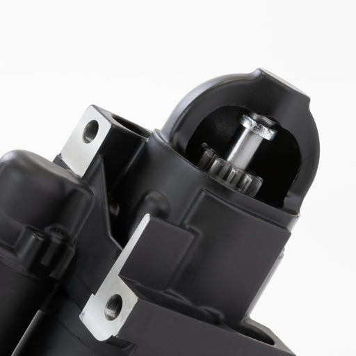 Close-up of a black Sierra 18-6275-1 starter on a white background