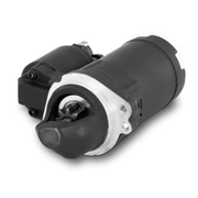 Black starter motor on a white background