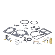 Mechanical gasket set with various components on a white background