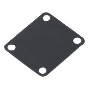 A black square fuel pump diaphragm with rounded corners and four pre-drilled holes, shown on a plain white background.