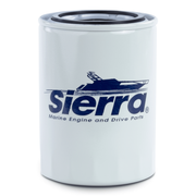White cylindrical oil filter with 'Sierra' logo on a white background