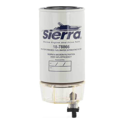 Sierra fuel water separator filter on a white background