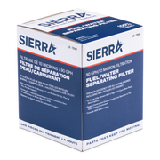 Sierra fuel/water separating filter packaging on a white background