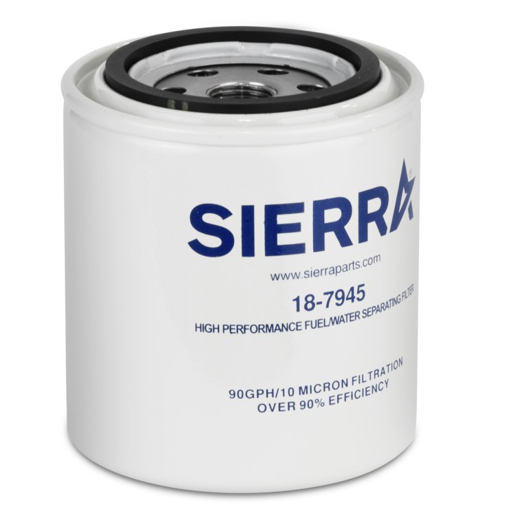 Sierra fuel water separating filter on a white background