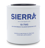 Sierra high performance fuel water separating filter on a white background