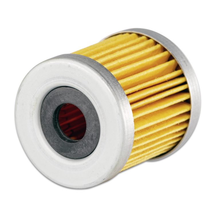 Yellow filter with metallic ends on a white background