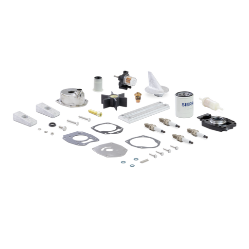 Collection of mechanical parts and filters on a white background with 'SIERRA' branding.