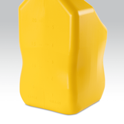 Yellow plastic container on a gray background