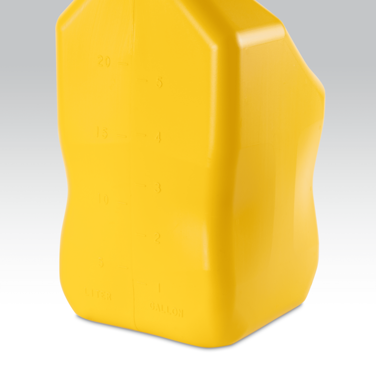 Yellow plastic container on a gray background