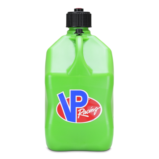 Green VP Racing jug with a black cap on a white background
