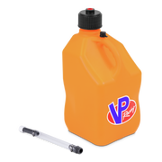 Orange container with VP Racing logo and a hose on a white background