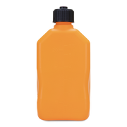Orange bottle with a black cap on a white background
