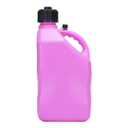 Pink plastic container with black cap on a white background