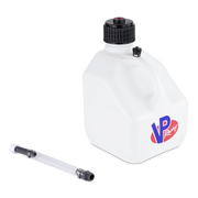 White plastic container with VP Racing logo and a clear hose on a white background