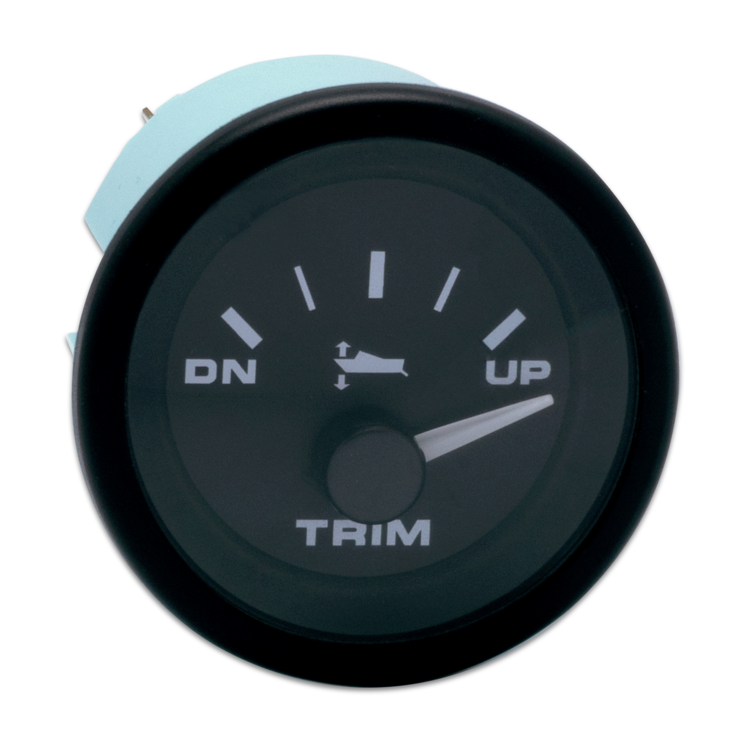 Trim gauge with 'DN', 'UP', and 'TRIM' labels on a white background
