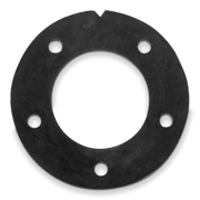 Black gasket with four holes on a white background