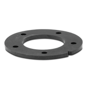 Black rubber gasket on a white background