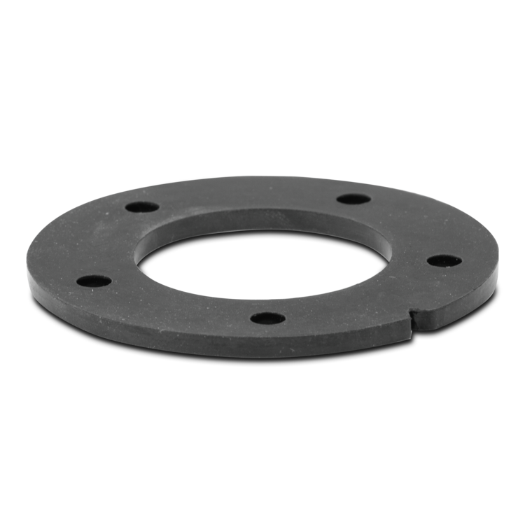 Black rubber gasket on a white background
