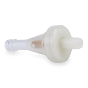 A clear plastic 7-02357-1 fuel filter on a white background