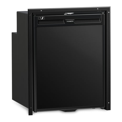 Black refrigerator on a white background
