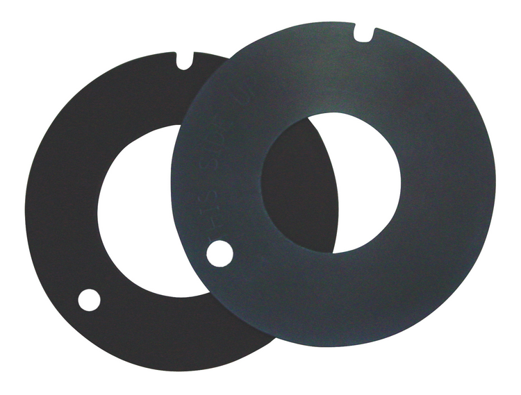 Two black gaskets on a white background