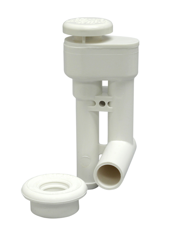 White plastic Dometic vacuum breaker on a white background